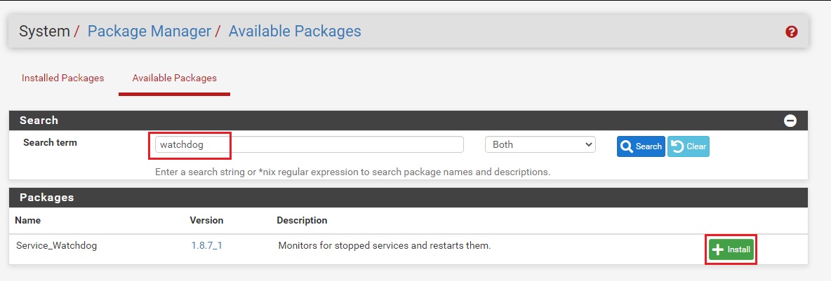 pfsense package